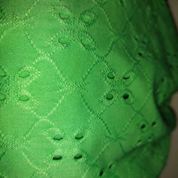 Green Eyelet Swimsuit Women's Sz XL 16 18 Built In Bra Strappy Back One Piece - Picture 5 of 16